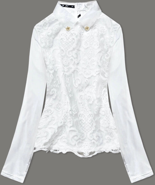 Elegantní halenka v ecru barvě s límečkem model 17833907 ecru S (36) - LJR