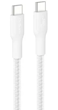 Belkin CAB025hq3MWH biela / Kábel USB-C - USB-C / 240W / 3M / opletený (CAB025HQ3MWH)