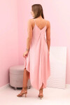 Dámske šaty s ramienkami rozšírené s asymetrickým lemom púdrovo ružové UNI