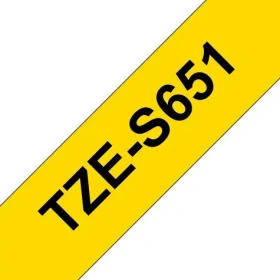 Brother TZe-S651 žltá / Páska pre tlačiareň štítkov / silne lepiaca / laminovaná / čierna tlač / 24 mm / 8 m (TZE-S651)