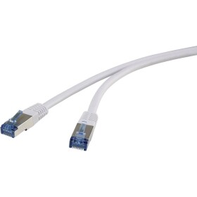 Renkforce RF-4737370 RJ45 sieťové káble, prepojovacie káble CAT 6A S/FTP 3.00 m sivá veľmi flexibilné, pozlátené kontakty 1 ks; RF-4737370