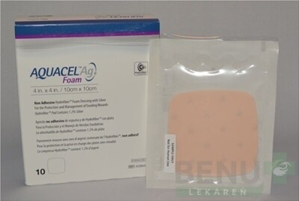 AQUACEL AG Foam Hydrofiber krytie na rany neadhezívne 10x10 cm 10ks