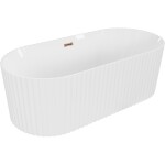 MEXEN/S - Paola voľne stojaca vaňa reliéf 150 x 75, biela lesk, sifón a prepad ružové zlato 52721507500-60