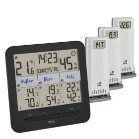 TFA 30.3075.01 / Meteostanica / 3 bezdrôtové čidlá / dosah 100 m / rádiom riadený čas