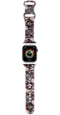 Hello Kitty Silicone Tags Graffiti ružová / Remienok / Apple Watch 38/40/41 mm (HKAWMSDGPTP)