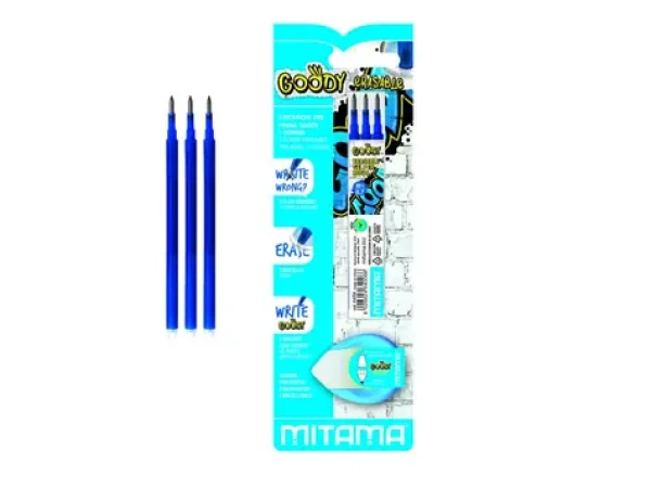 MITAMA Náhradné náplne+guma pre pero GOODY modré/0.7mm (3ks) (MT28088)