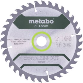 Metabo CORDLESS CUT WOOD CLASSIC 628279000 pílový kotúč 165 x 20 x 1 mm Počet zubov (na palec): 36 1 ks; 628279000