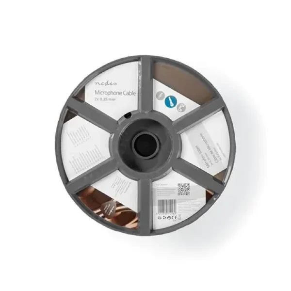 Nedis Mikrofónny kábel 2x 0.25 mm2 čierna / Meď / 100.0 m / Okrúhly / PVC (CABR1525BK1000)