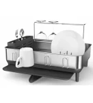 Simplehuman Odkvapkávač na riad s držiakom na poháre / rám z nerez ocele / šedý plast / FPP (KT1181)