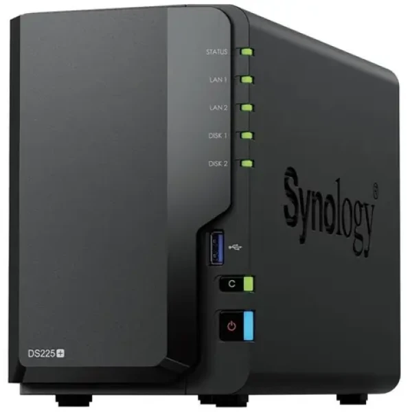Synology DiskStation DS225+ / 2x HDD / Intel Celeron J4125 @ 2.7GHz / 2GB RAM / 2x USB 3.2 / 1x GLAN / 1x2.5GLAN (DS225+)