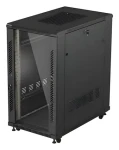 Lanberg 22U 19" čierny / Stojanový rozvádzač / 600x1000 mm / Flat pack / Sklenené dvere (FF01-6022-12B)