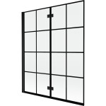 MEXEN - MIST vaňová zástena 140x150 cm 6mm 2-s, čierna, dekor, ľavá 8A9-140-002-70-77-L