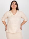 Světle broskvová halenka plus size s krajkou 44