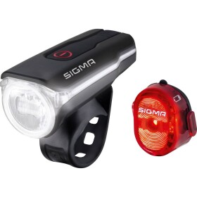 Sigma sada svetiel na bicykel AURA 60 / Nugget Set LED napájanie z akumulátora čierna; 17750