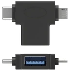 PremiumCord Adaptér USB-A - USB-C + micro USB-B čierny / Adaptér / USB 3.1 / 5 Gbps (kur31-12)