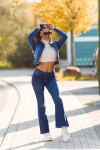 Sexy dark denim used look flarred Jeans denimblue