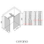 CERANO - Sprchová zástena Walk-in Onyx TL/P - 8 mm - hranatá vzpera + polička/držiak na uteráky - čierna matná, bronzové sklo - 150x110x200 CER-689593