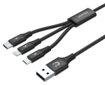 Unitek C14049BK čierna / Kábel / USB-C - Micro-USB/Lightning / 3v1 / 1.2 m (C14049BK)