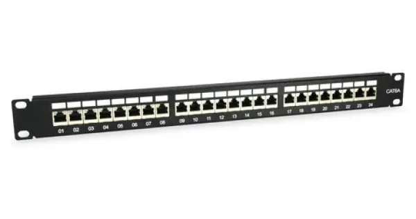 Equip 1U čierna / Patch panel / 24 portov / Cat6a FTP / 500 MHz / 19" (326625)
