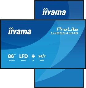 Iiyama IIYAMA LH8664UHS-B3AG 218,44cm 86 cali 3840x2160 UHD IPS panel Haze 25 proc 500cd/m Landscape and Portrait Speakers 2x 10W 2x HDMI