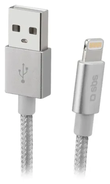 SBS strieborná / Kábel USB-A - Lightning / 10 W / 1 m / MFI (TECABLEUSBIP589BS)