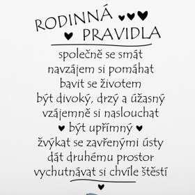 Veselá Stena Samolepka Pravidla rodiny Farba: černá, Veľkosť: 80 x 57 cm