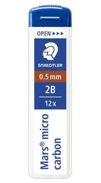 Staedtler Mars micro / Tuhy do mikroceruzky / 0,5 mm / 2B / 6 ks (250 05-2B)