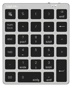 Numerická bezdrôtová klávesnica šedá / Numerická bezdrôtová klávesnica / Bluetooth 5.0 / 28 kláves / dobíjacie batérie (ID0212)