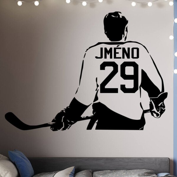 Veselá Stena Samolepka Hokejový dres s menom Farba: černá, Veľkosť: 60 x 44 cm