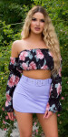 Chic highwaist skorts with belt lilac Einheitsgroesse