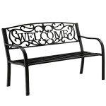 Mamido Záhradná kovová lavica pre 3 osoby WELCOME čierna