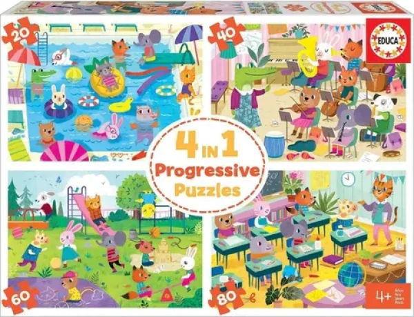 Educa Puzzle Deň v škole 4v1