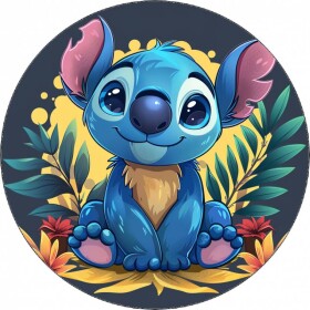 Jedlý papier Stitch s kvetmi na pozadí 19,5 cm - Magic - Magic
