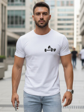 Pánske bavlnené tričko s minimalistickou potlačou biele FashionStreet NX5086R M