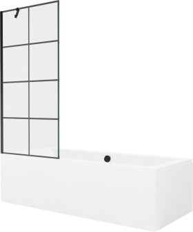 MEXEN/S - Cube obdĺžniková vaňa 180 x 80 cm s panelom + vaňová zástena 80, čierna vzor 550518080X9508007077