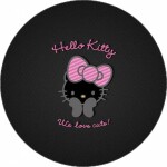 Jedlý papier Hello Kitty s mašľou na čiernom pozadí, 19,5 cm - Pictu Hap