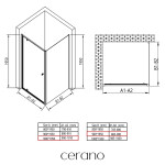 CERANO - Sprchový kout Ferri L/P - 6 mm - černá matná, transparentní sklo - 100x90x195 - pivotový CER-427492