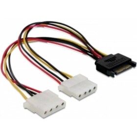 Power Adapter SATA 15-pin samec na 2x Molex 4-pin samica, 20cm / dopredaj (65159)