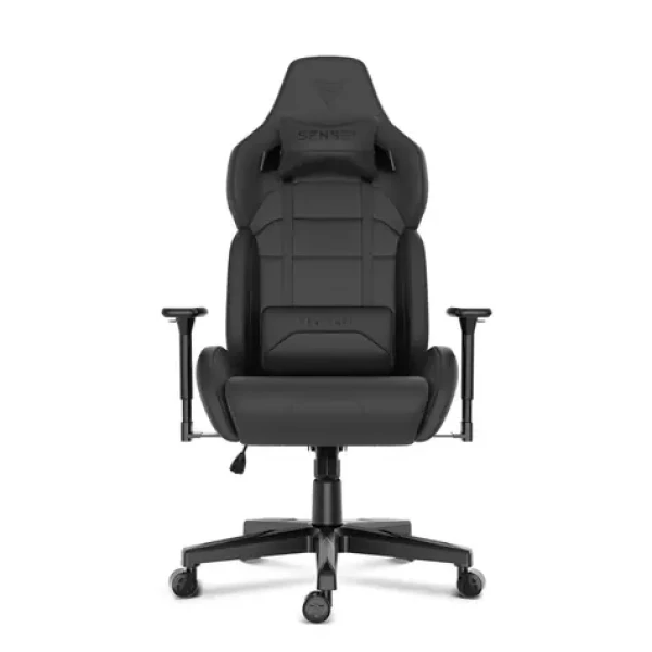 SENSE7 Sentinel čierna / Herná stolička / Ekokoža / nastaviteľné / pojazdové kolieska / nosnosť 150 kg (5905669153003)
