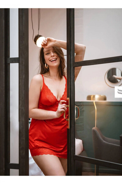 Dámska erotická košieľka Lovica chemise - OBSESSIVE Červená S/M