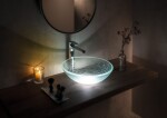 SAPHO - RIPPLE sklenené umývadlo na dosku priemer 42cm, číre sklo s textúrou 2501-18