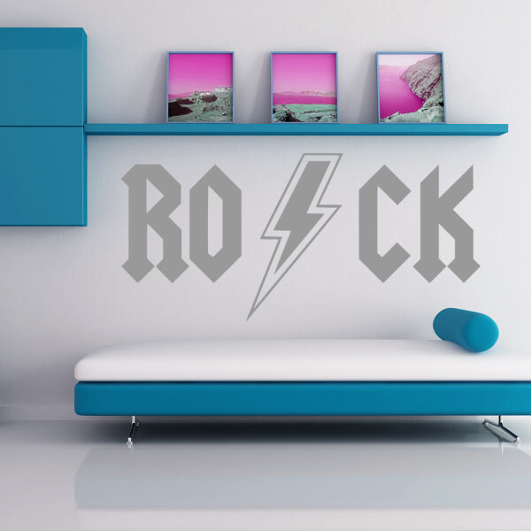Veselá Stena Samolepka Rock Farba: šedá, Veľkosť: 60 x 30 cm