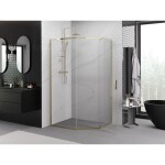 MEXEN - Exo sprchovací kút päťboký krídlový 100 x 90, transparent, zlato 812-100-090-50-00