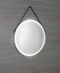 SAPHO - ORBITER guľaté zrkadlo s LED osvetlením, kožený popruh, ø 70cm, čierna mat ORL070