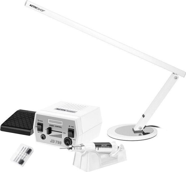 Activeshop FREZARKA ACTIV POWER JD700 WHITE + LAMPKA NA BIURKO SLIM 20W Biela