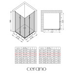 CERANO - Sprchovací kút Volpe Duo Ľ/P - 6 mm - čierna matná, transparentné sklo - 80x80x190 - zalamovacia CER-427381