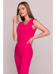 S407 Elegantný overal s asymetrickým výstrihom - ružový EU M
