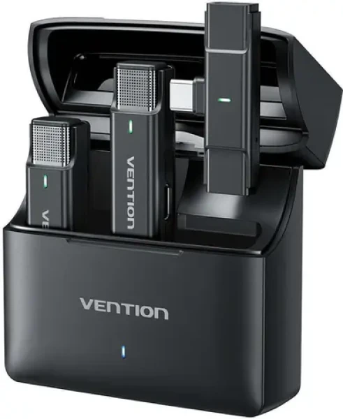 Vention NCAB0 čierna / Bezdrôtový mikrofón / 2 ks + puzdro / 2,4 GHz / redukcia šumu / USB-C (NCAB0)