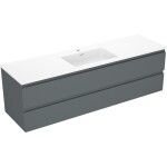 MEXEN/S - Orio kúpeľňová skrinka 160 cm s umývadlom Otis, 2 zásuvky, grafit mat/biela mat 91A10-16047-2-BFF66-W18M01