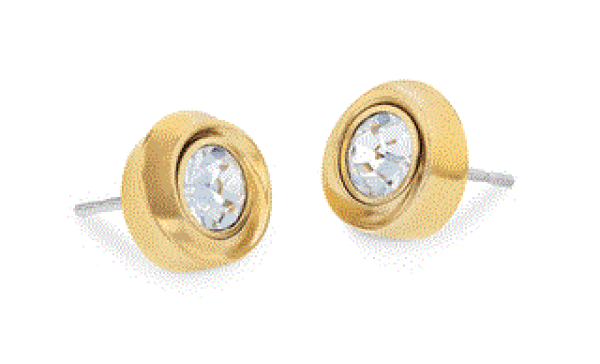Calvin Klein Luxusné pozlátené náušnice s kryštálmi Twisted Bezel Solitaire 35000772